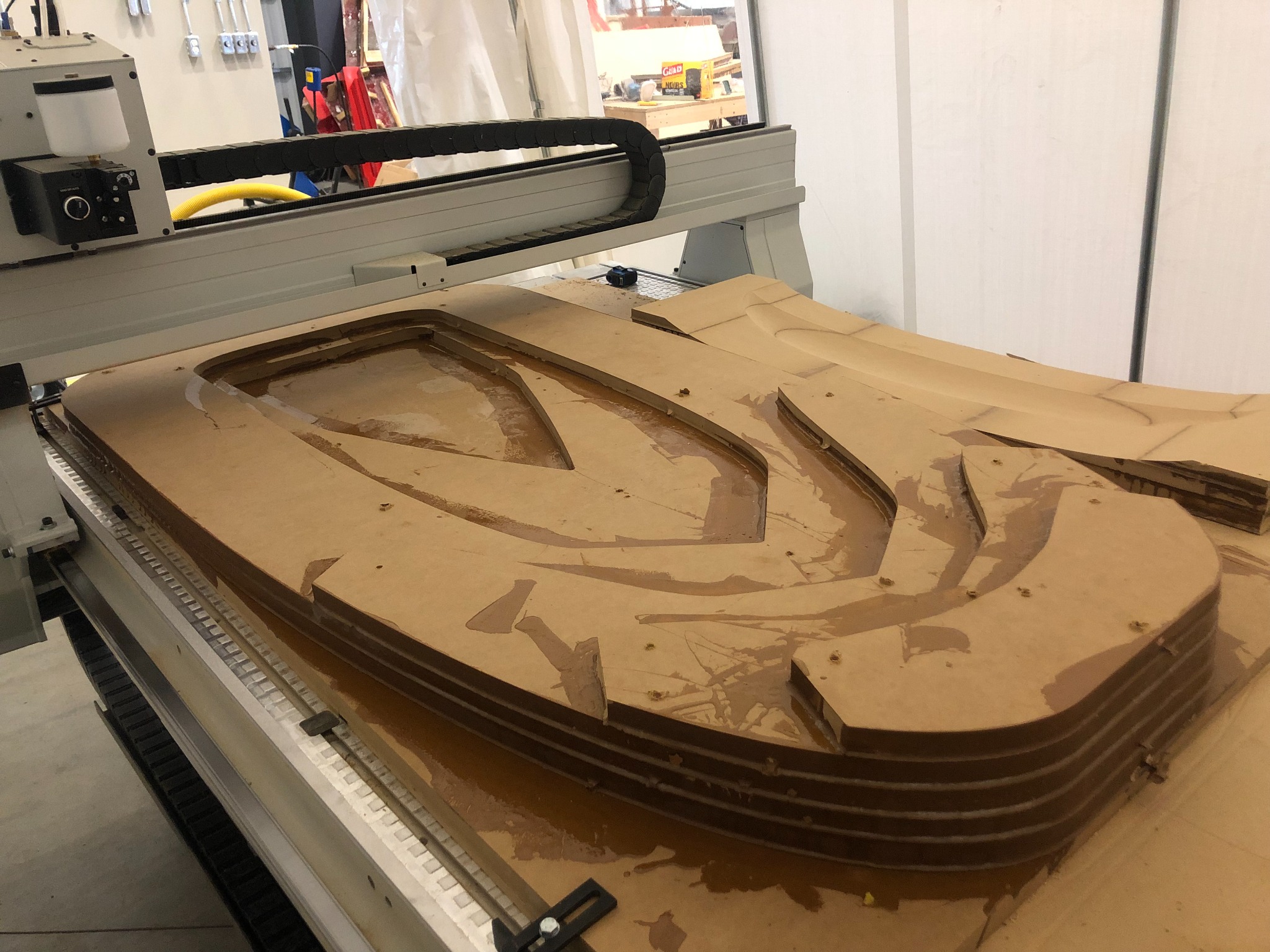 CNC-machined stacked tooling for the hydrofoil board