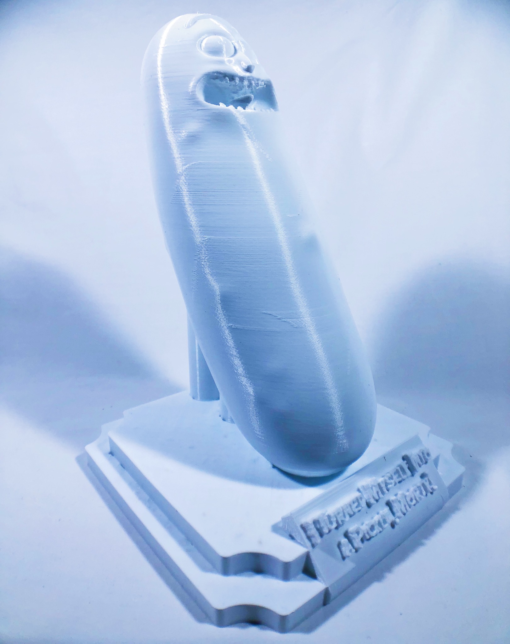 Translucent 3D-printed Pickle Rick figure