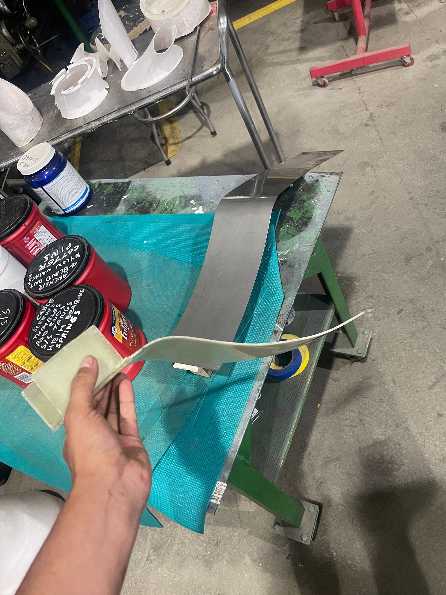 Composite front landing gear cover during fabrication